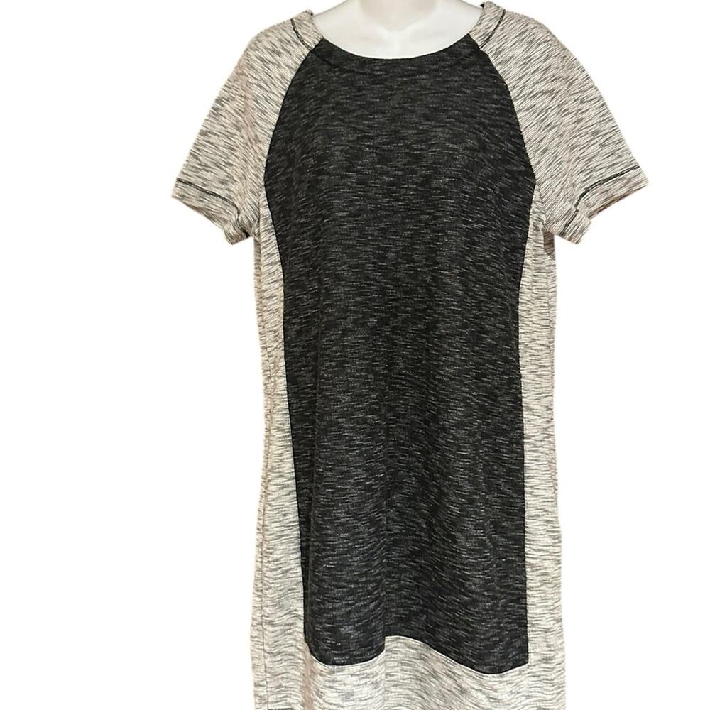 Lou & Grey Black and Ivory Casual Short Sleeve Dress Women's Large